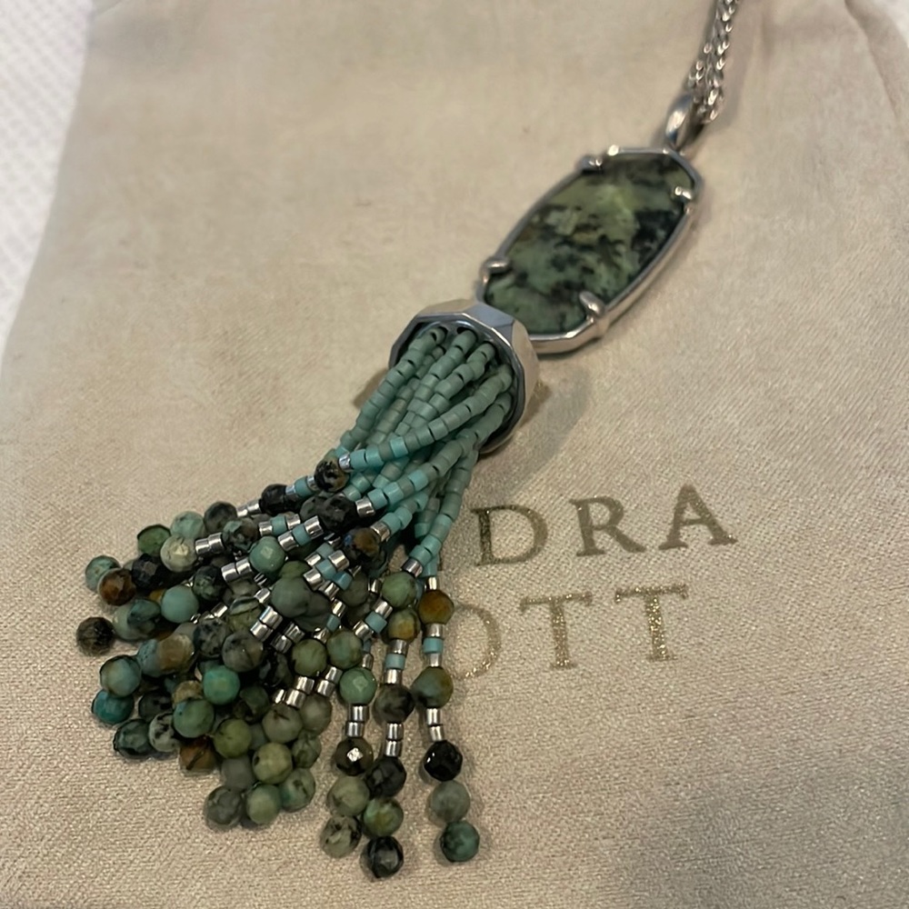 Kendra Scott Eva Tassel Pendant Necklace in African Turquoise